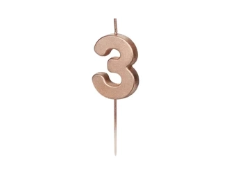 Birthday candle - Number 3 - Pink gold - 4,5 cm - 1 pcs.