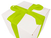 WHITE CARDBOARD BOX - with green ribbon - 30x30x30cm