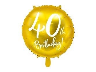 Foil Balloon - Round - 40th Birthday! - Gold - 45cm