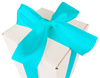 WHITE CARDBOARD BOX - with blue ribbon - 25x15x15cm