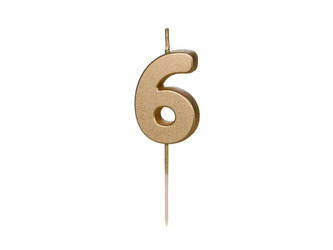 Birthday candle - Number 6 - Gold - 4.5 cm