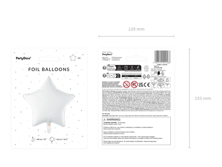 Foil balloon - Star - White - 48 cm