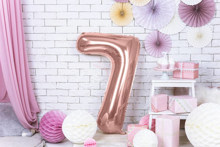 Foil balloon - Number "7" - Pink gold - 86 cm