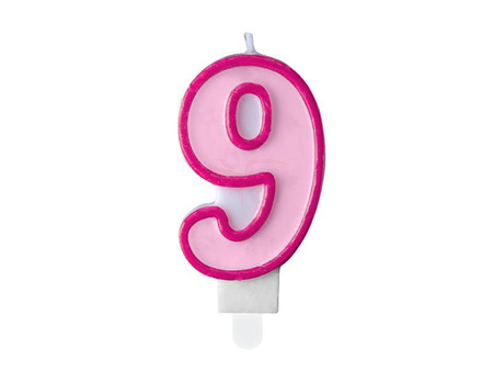 Birthday candle - Number 9 - Pink - 7 cm