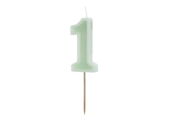 Birthday candle - Number 1 - Green - 6cm