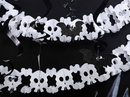 Paper Garland - Skulls - White - 300cm