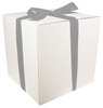 HUGE WHITE CARDBOARD BOX - with silver ribbon - 60x60x60cm