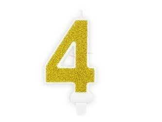 Birthday candle - Number 4 - Gold - 7 cm