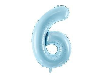 Foil balloon - Number "6" - Light blue - 86cm