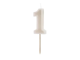 Birthday candle - Number 1 - Beige - 6cm