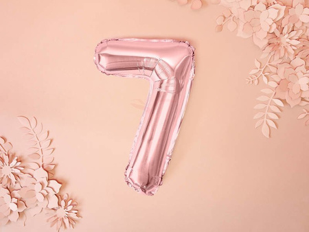 Foil balloon - Number "7" - Pink gold - 35 cm 