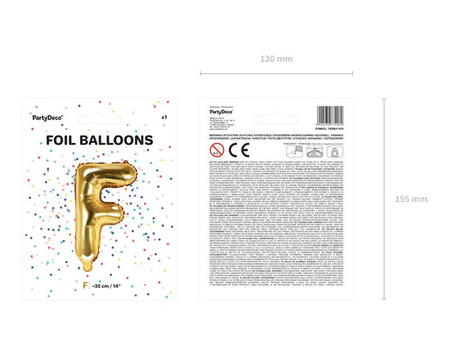 Foil balloon - Letter "F" - Gold - 35 cm