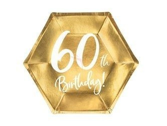 Birthday plates - 60th Birthday! - Gold - 6 pieces