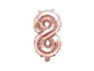 Foil balloon - Number "8" - Pink gold - 35 cm