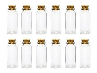 Glass bottles with cork - 7,5 cm - 12 pcs.