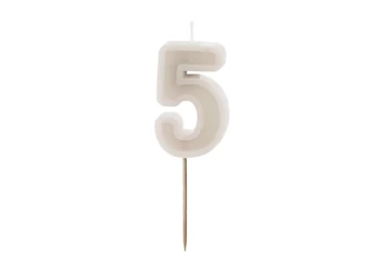 Birthday candle - Number 5 - Beige - 6cm