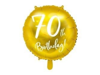 Foil Balloon - Round - 70th Birthday! - Gold - 45cm