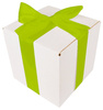 WHITE CARDBOARD BOX - with green ribbon - 20x20x20cm