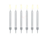 Birthday candles - Smooth - Silver - 6 cm - 6 pieces