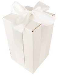 WHITE CARDBOARD BOX - with light cream ribbon - 25x15x15cm