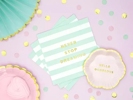 Yummy napkins - Never stop dreaming - Mint - 33x33 cm