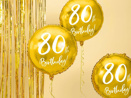 Foil Balloon - Round - 80th Birthday! - Gold - 45cm