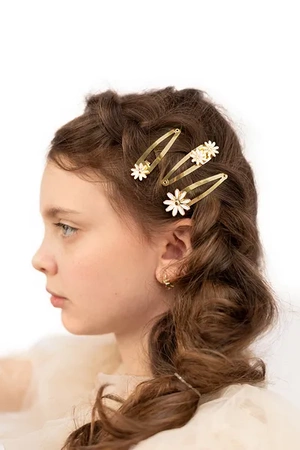 Hair clips - Daisies - gold - 3 pcs.