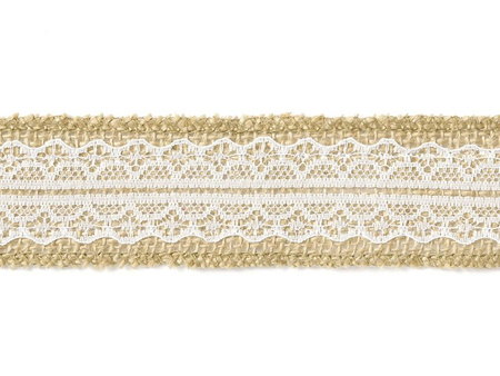 Decorative ribbon - Jute with lace - 4 x 500 cm