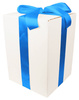 WHITE CARDBOARD BOX - with blue ribbon - 35x25x25cm