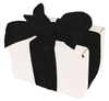 WHITE CARDBOARD BOX - with black ribbon - 13x10x8cm