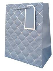 Decorative Gift Bag - Silver - Quilted - 26 x 32 x 12 cm