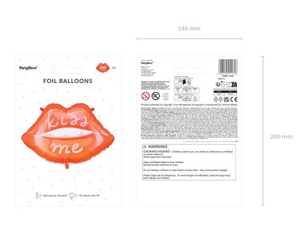 Foil balloon - Lips - Kiss Me - 86,5 x 65 cm