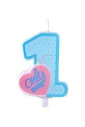 Birthday candle Only One - Birthday - Blue - 8 cm