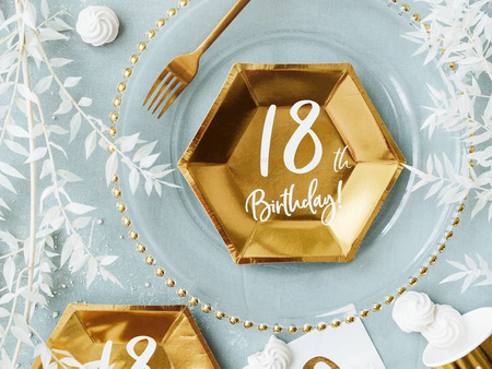 Birthday plates - 18th Birthday! - Gold - 6 pieces 