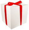 WHITE CARDBOARD BOX - with red ribbon - 40x40x40cm