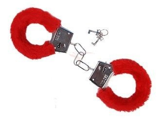 Metal Handcuffs - Red Fur - Keys