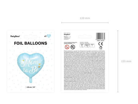 Foil balloon - Blue Heart - Mom to Be - 45cm