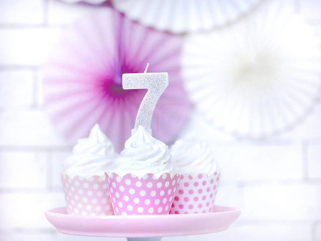 Birthday candle - Number 7 - Silver - 7 cm