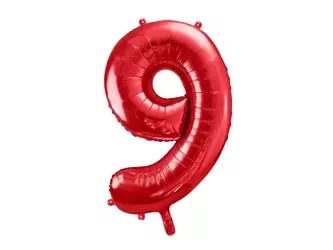 Foil balloon Numeral "9" Nine - 86cm - red