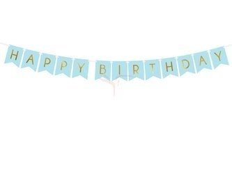 Birthday banner - Happy Birthday - Light blue - 15 x 175 cm