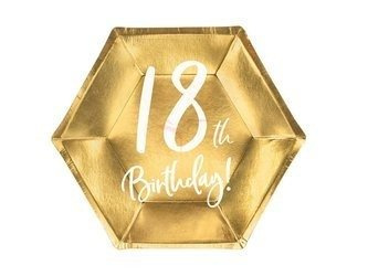 Birthday plates - 18th Birthday! - Gold - 6 pieces