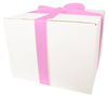 WHITE CARDBOARD BOX - with pink ribbon - 40x40x30cm