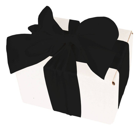 WHITE CARDBOARD BOX - with black ribbon - 13x10x8cm