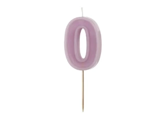 Birthday candle - Number 0 - Purple - 6cm