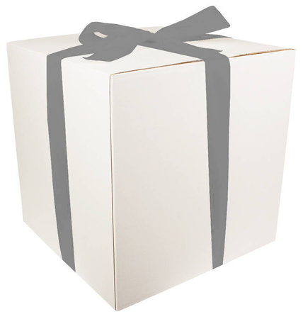 WHITE CARDBOARD BOX - with silver ribbon - 40x40x40cm