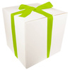 HUGE WHITE CARDBOARD BOX - with green ribbon - 60x60x60cm