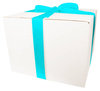 WHITE CARDBOARD BOX - with blue ribbon - 40x40x30cm