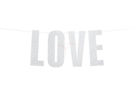 Paper Banner - Love - Silver - Brocade - 21 x 55 cm