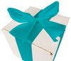 WHITE CARDBOARD BOX - with turquoise ribbon - 15x15x15cm