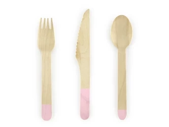 Wooden cutlery - Light pink - 16cm - 18 pieces